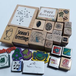 Lot of 27 Rubber Stamps Birthday Holiday Animals School Craft Hobby Assorted
